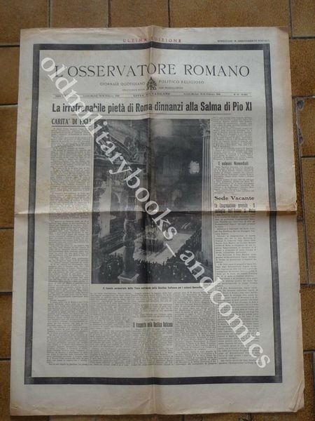 I FUNERALI DI PIO XI 14/02/1939 L'OSSERVATORE ROMANO PIETA DI …