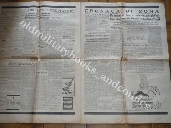 I FUNERALI DI PIO XI 14/02/1939 L'OSSERVATORE ROMANO PIETA DI …