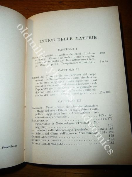 CLIMA E ACCLIMAZIONE NOTE E OSSERVAZIONI CASTELLANI 1933 I^ Ed. …