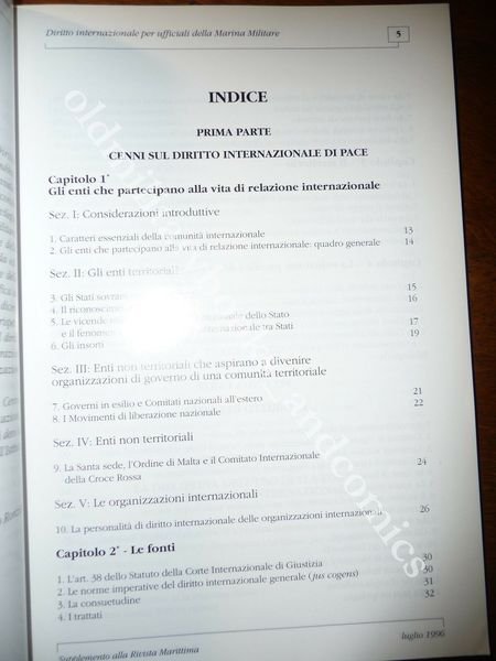 DIRITTO INTERNAZIONALE PER UFFICIALI DELLA MARINA MILITARE DIRITTO IN PACE …