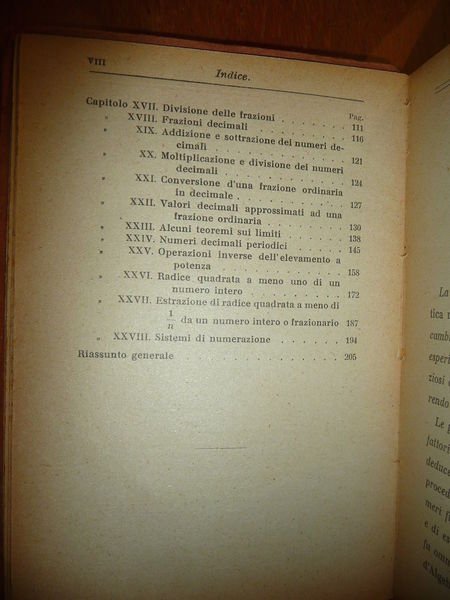 ARITMETICA RAZIONALE F. PANIZZA HOEPLI 1920 VII^ Ed.