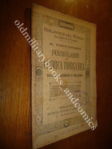 FORMULARIO DI CHIMICA INORGANICA ANGELO COPPADORO s.d. ma 1868