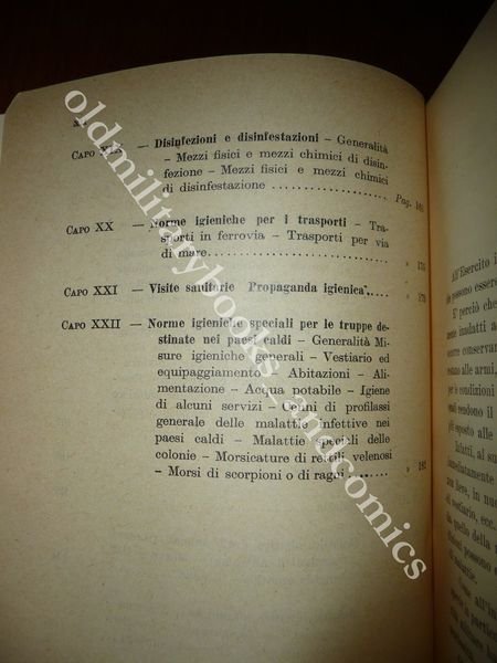 L'ISTRUZIONE PER L'IGIENE DEI MILITARI ALIMENTAZIONE ACQUA VESTIARIO IGIENE 1957