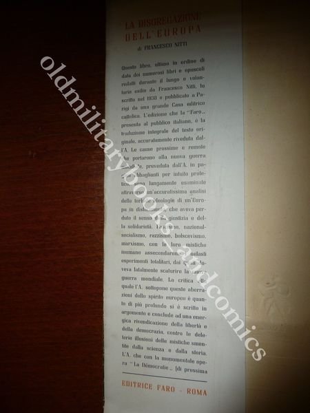 LA DISGREGAZIONE DELL'EUROPA FRANCESCO NITTI SAGGIO SU ALCUNE VERITÀ IMPOPOLARI