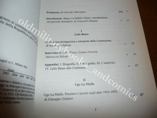 LA VIA ALLA POLITICA BASSO UGO LA MALFA RUINI PROTAGONISTI …