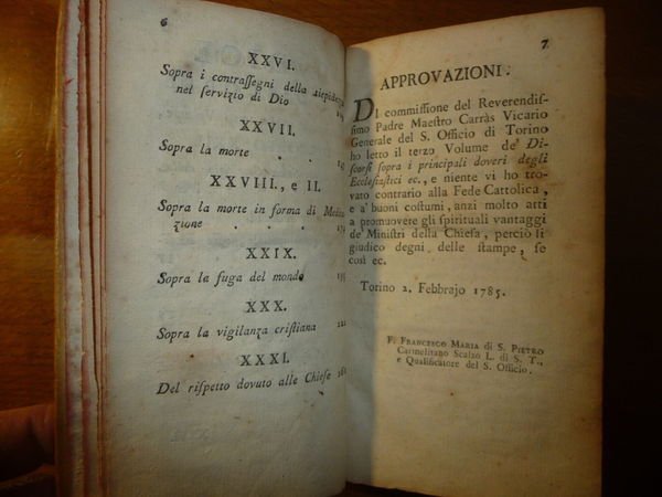DISCORSI SOPRA I PRINCIPALI DOVERI DEGLI ECCLESIASTICI Vol. III MORIZIO …