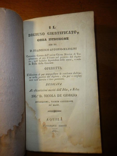 IL DIGIUNO GIUSTIFICATO E LA BOLLA DELLA CROCIATA DICHIARATA 1841 …