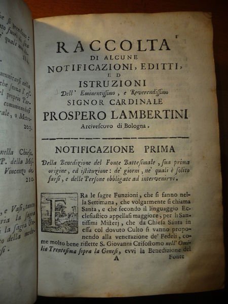 RACCOLTA DI ALCUNE NOTIFICAZIONI DELL'EMINENTISS E REVERENDISS CARD. LAMBERTINI