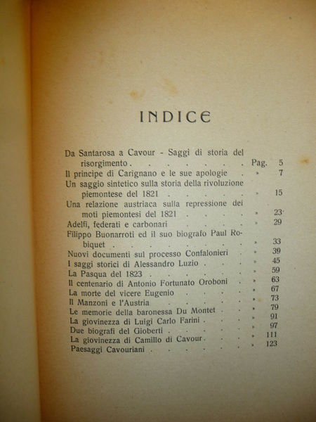 DA SANTAROSA A CAVOUR GIUSEPPE GALLAVRESI CARIGNANO MOTI PIEMONTESI MANZONI