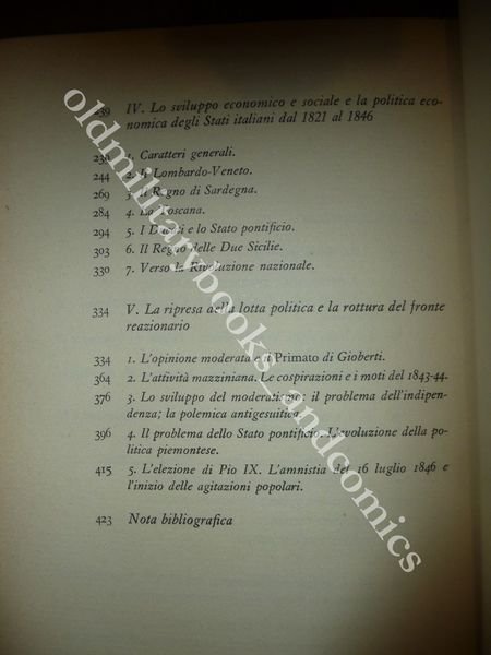 DALLA RESTAURAZIONE ALLA RIVOLUZIONE NAZIONALE 1815-1846 GIORGIO CANDELORO