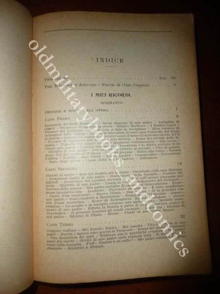 I MIEI RICORDI MASSIMO D'AZEGLIO SANSONI 1924 BELLISSIMO LIBRO DI …