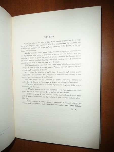 PENSATORI E POLITICI DEL RISORGIMENTO D'ITALIA MEUCCIO RUINI 1962 POLITICA