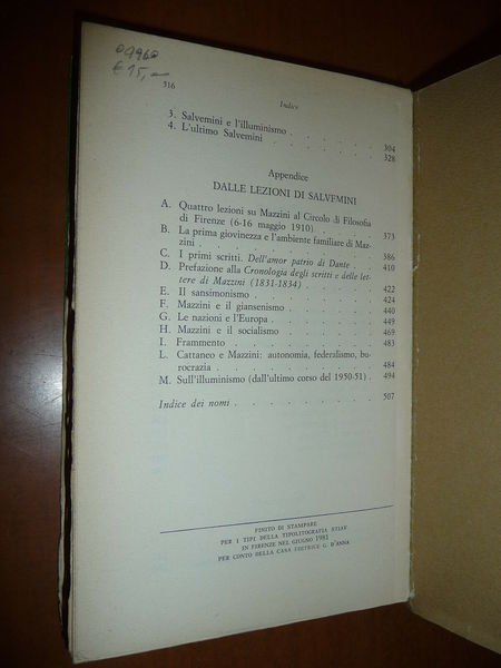 SALVEMINI E MAZZINI ALESSANDRO GALANTE GARRONE 1981 RISORGIMENTO POLITICA STORIA