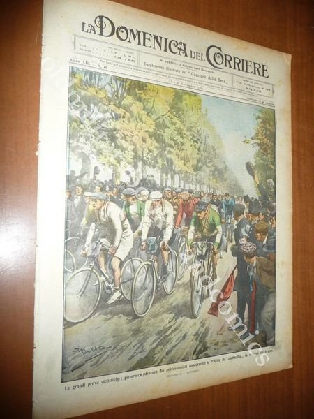 PARTENZA CICLISTI GIRO DI LOMBARDIA CICLISMO 1910 NAUFRAGIO NAVE GRECA …