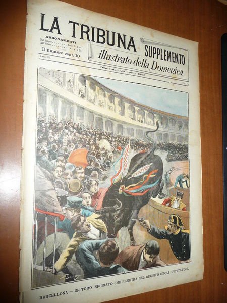 TROTTER A MILANO INCIDENTE CICLISMO LANFRANCHI TORO INFURIATO CORRIDA 1895