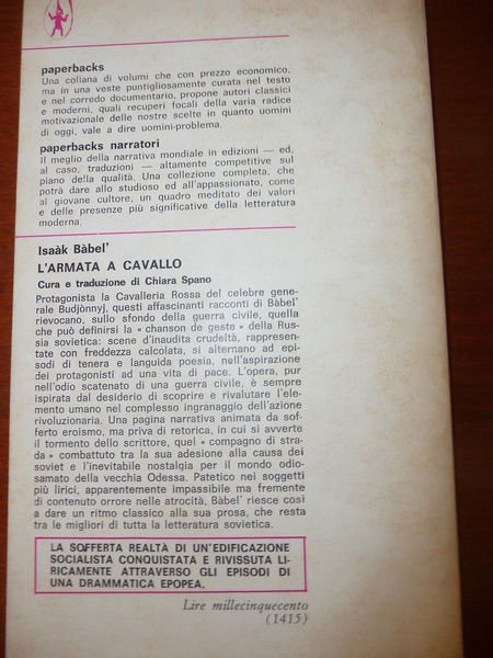 L'ARMATA A CAVALLO ISAAK BABEL I RACCONTI DI GUERRA DELL'A. …