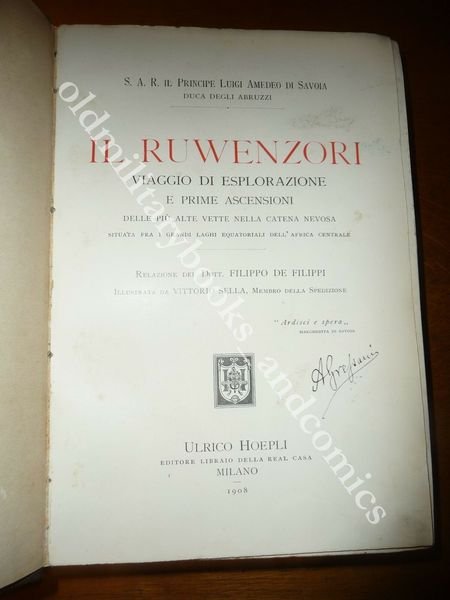 IL RUWENZORI DE FILIPPI FILIPPO AMEDEO DI SAVOIA DUCA DEGLI …