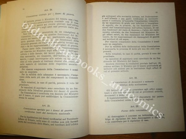 CONCESSIONE DI INDENNIZZI E CONTRIBUTI PER DANNI DI GUERRA BENI …