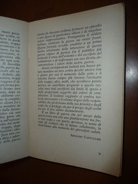 PRIME STORIE DI GUERRA ARNALDO CAPPELLINI 1942 CORRISPONDENTI ITALIANI WWII