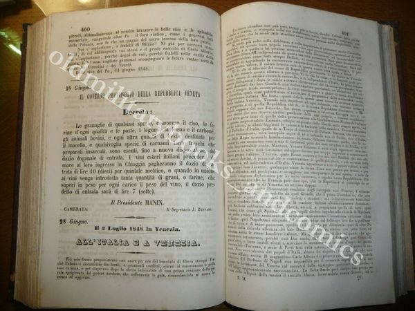RACCOLTA ATTI DECRETI NOMINE DEL GOVERNO PROVVISORIO DI VENEZIA 1848 …