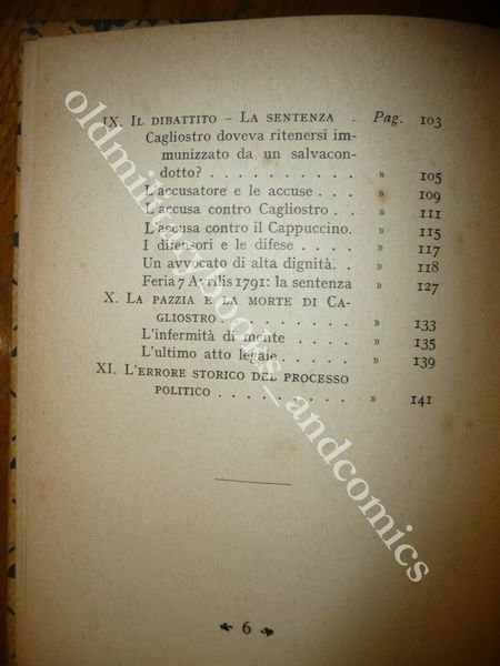 CAGLIOSTRO DINANZI AL SANT'UFFIZIO BRUNO CASSINELLI PROCESSO E CONDANNA 1930