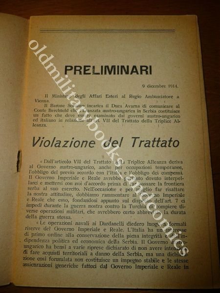 IL LIBRO VERDE DOCUMENTI E NOTE DENUNCIA TRATTATO L'ITALIA E …