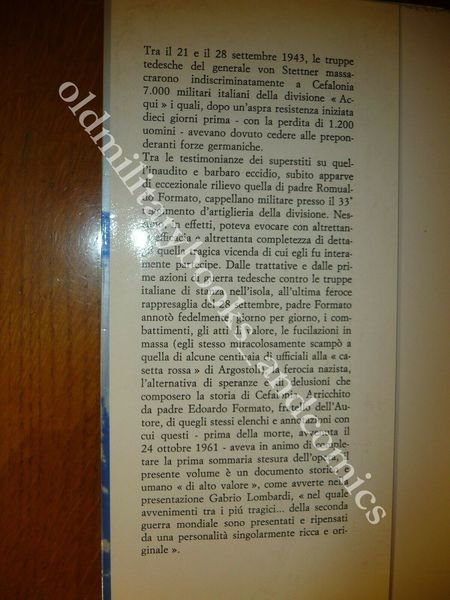 L'ECCIDIO DI CEFALONIA PADRE ROMUALDO FORMATO CAPPELLANO 7000 ITALIANI UCCISI