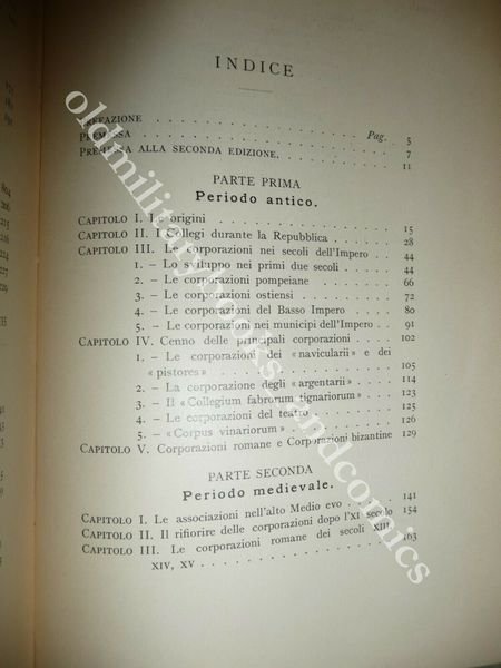 LE CORPORAZIONI ROMANE CENNO STORICO GIURIDICO ECONOMICO PREFAZIONE DI PIERRO