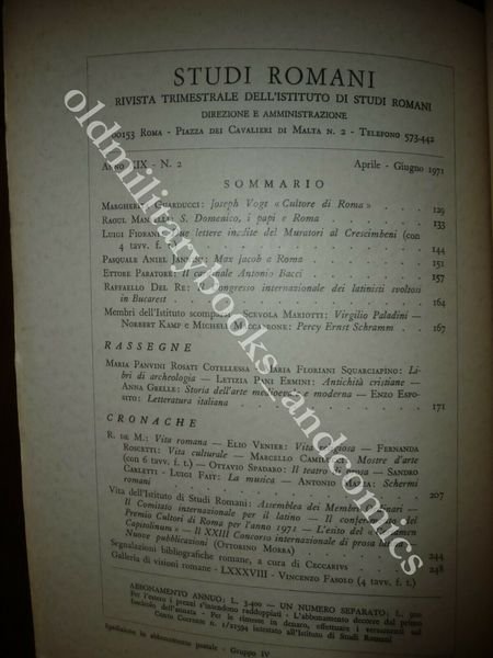 STUDI ROMANI RIVISTA TRIMESTRALE DELL'ISTITUTO DI STUDI ROMANI ANNO XIX …