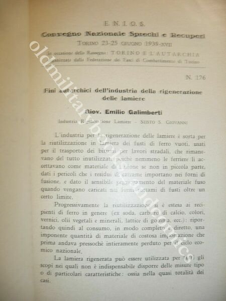 CONVEGNO NAZIONALE SPRECHI E RECUPERI LA DIFFERENZIATA NEGLI ANNI '30 …