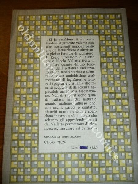 LA JETTATURA NICOLA VALLETTA RISTAMPA ANANSTATICA DEL VOLUME DEL 1814