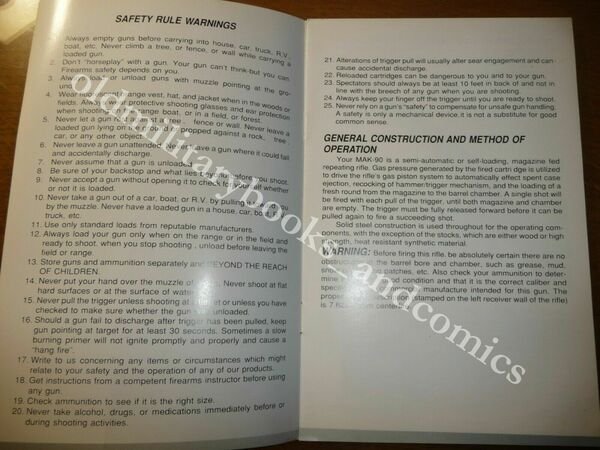 INSTRUCTION MANUAL MODEL MAK-90 SEMI-AUTOMATIC RIFLE MANUALE USO MANUTENZIONE