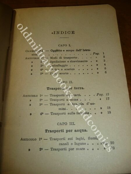 ISTRUZIONE PER IL TRASPORTO DEGLI ESPLOSIVI PER SERVIZIO MILITARE 1908 …