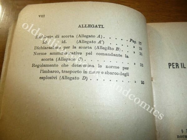 ISTRUZIONE PER IL TRASPORTO DEGLI ESPLOSIVI PER SERVIZIO MILITARE 1908 …