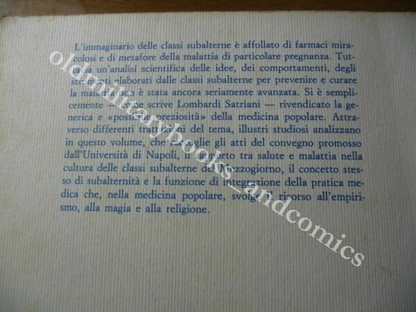 SALUTE E MALATTIA NELLA CULTURA DELLE CLASSI SUBALTERNE DEL MEZZOGIORNO …