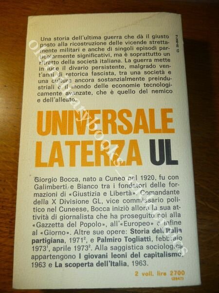 STORIA D'ITALIA NELLA GUERRA FASCISTA 1940-1943 GIORGIO BOCCA Vol. I°