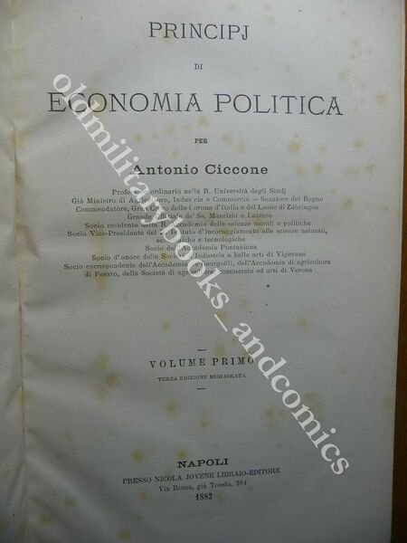 PRINCIPI DI ECONOMIA POLITICA ANTONIO CICCONE Vol. I