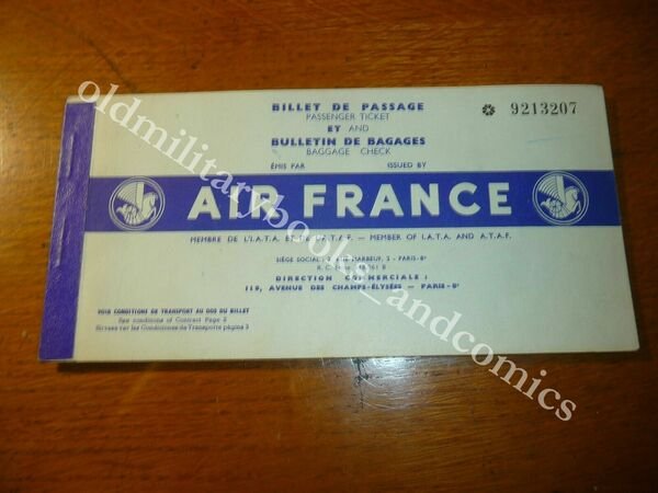 AIR FRANCE 1956 VECCHIO BIGLIETTO VINTAGE AIRLINE TICKET FLUGTICKET 2