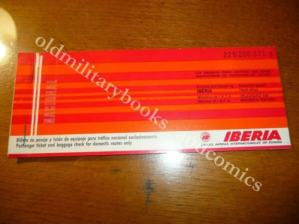 IBERIA 1974 VECCHIO BIGLIETTO VINTAGE AIRLINE TICKET FLUGTICKET 2