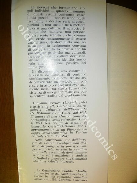 LA GENERAZIONE TRADITA ANALISI ANTROPOLOGICA COMUNITA CONTADINA G. PERRUCCI