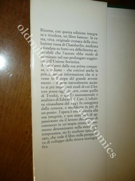 STORIA DELLA RIVOLUZIONE RUSSA 1917-1921 W.H. CHAMBERLIN LIBRO NON DI …