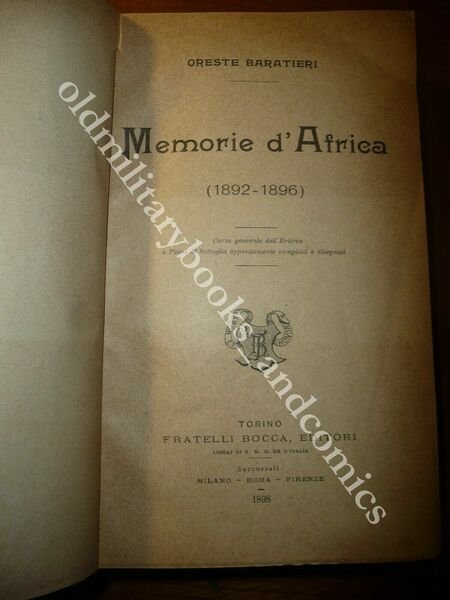 MEMORIE D'AFRICA (1892-1896) ORESTE BARATIERI CON 5 CARTE GEOGRAFICHE SU …