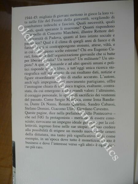 STORIA DEL FRONTE DELLA GIOVENTU NELLA RESISTENZA PRIMO DE LAZZARI …