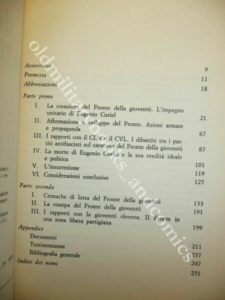 STORIA DEL FRONTE DELLA GIOVENTU NELLA RESISTENZA PRIMO DE LAZZARI …