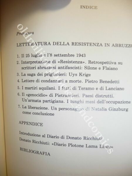 LETTERATURA DELLA RESISTENZA IN ABRUZZO OTTAVIANO GIANNANGELI