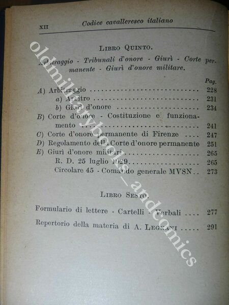 CODICE CAVALLERESCO ITALIANO JACOPO GELLI HOEPLI 17^ Ed.