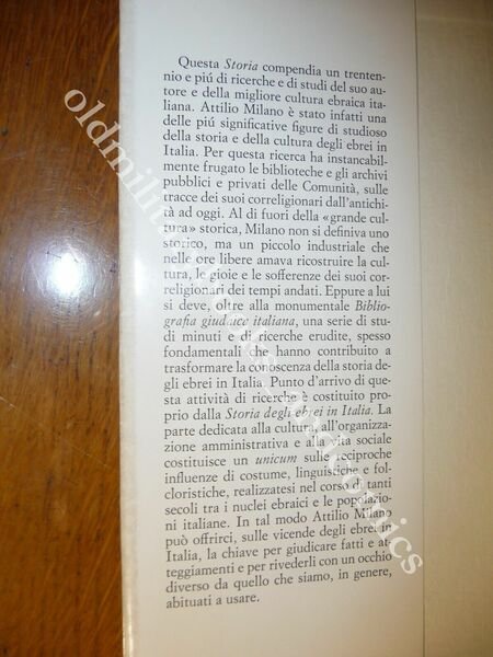 STORIA DEGLI EBREI IN ITALIA ATTILIO MILANO EINAUDI 1963 I^ …