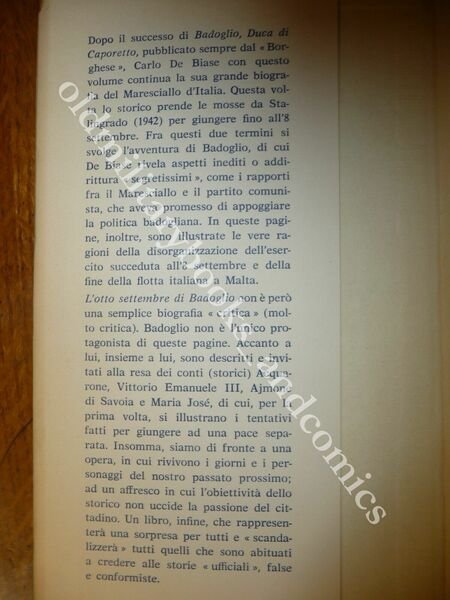 L'OTTO SETTEMBRE DI BADOGLIO CARLO DE BIASE LE MOTIVAZIONI DEL …