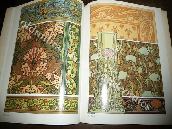 ART NOUVEAU FLORAL ORNAMENT IN COLOR M.P VERNEUIL
