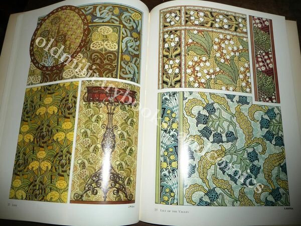 ART NOUVEAU FLORAL ORNAMENT IN COLOR M.P VERNEUIL